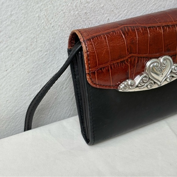 BRIGHTON Vintage ‘96 Crocodile Embossed Leather Wallet Crossbody Removable Strap - Picture 4 of 15